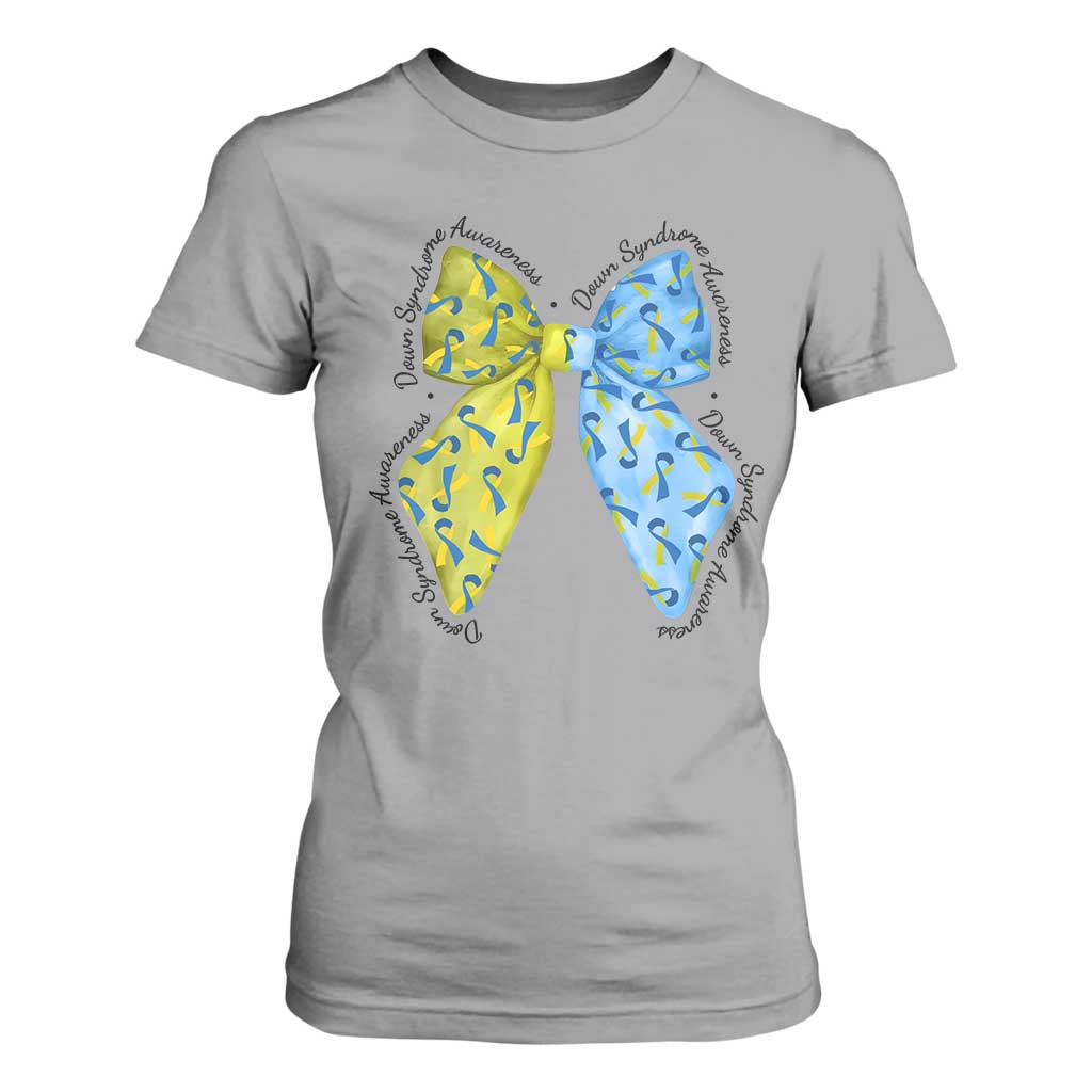 Down Syndrome Support Coquette Bow Ribbon T Shirt For Women