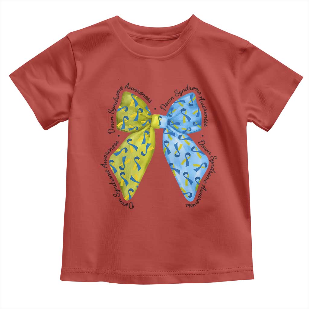 Down Syndrome Support Coquette Bow Ribbon Toddler T Shirt