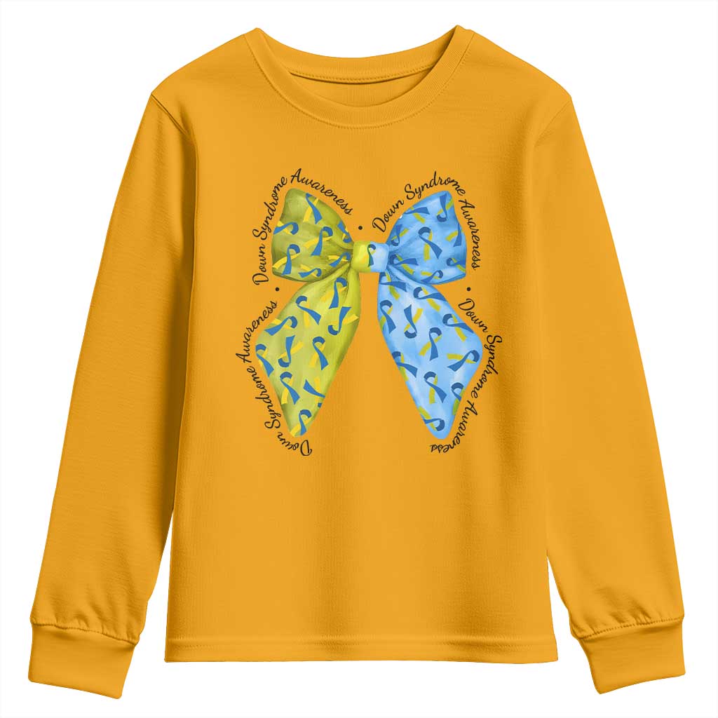 Down Syndrome Support Coquette Bow Ribbon Youth Sweatshirt