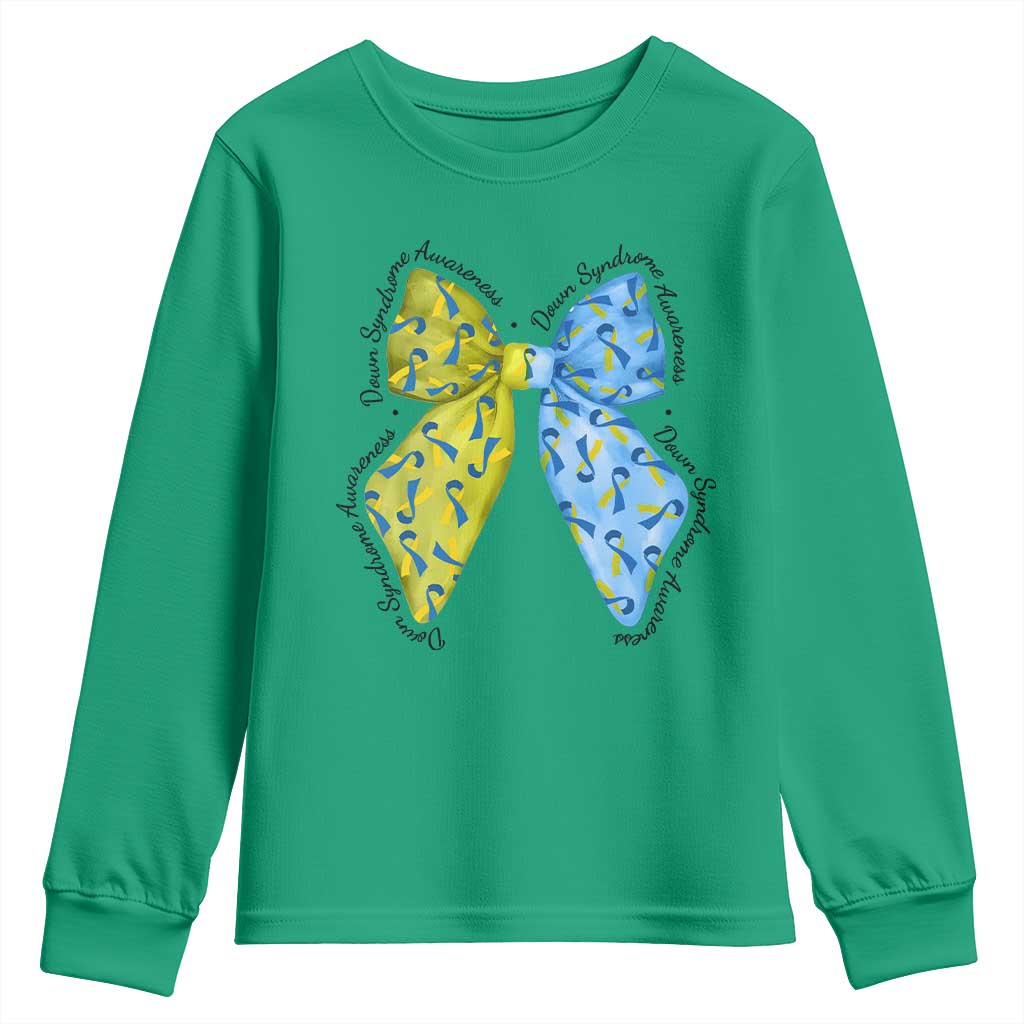 Down Syndrome Support Coquette Bow Ribbon Youth Sweatshirt