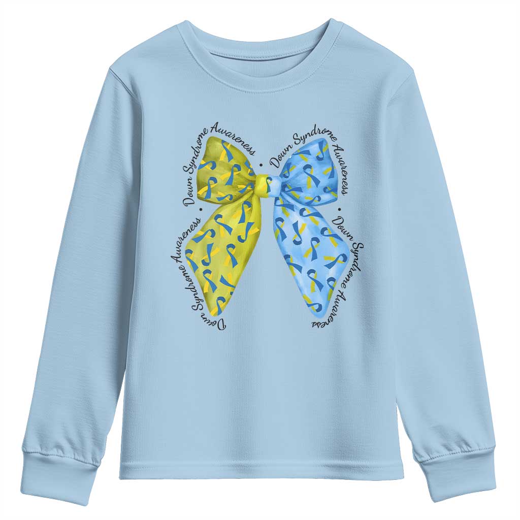 Down Syndrome Support Coquette Bow Ribbon Youth Sweatshirt