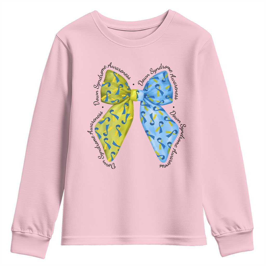 Down Syndrome Support Coquette Bow Ribbon Youth Sweatshirt
