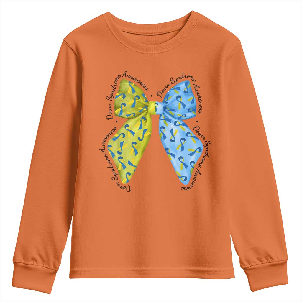 Down Syndrome Support Coquette Bow Ribbon Youth Sweatshirt