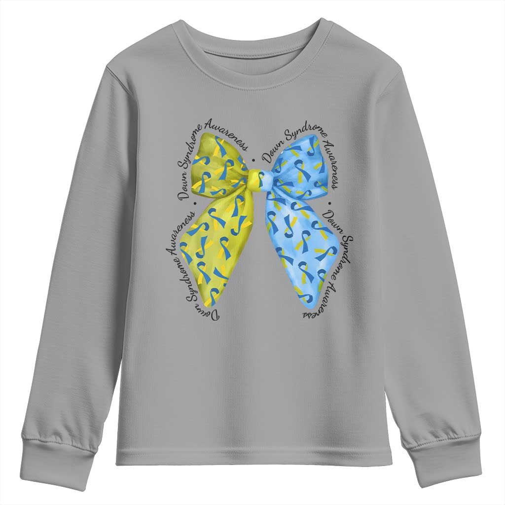 Down Syndrome Support Coquette Bow Ribbon Youth Sweatshirt