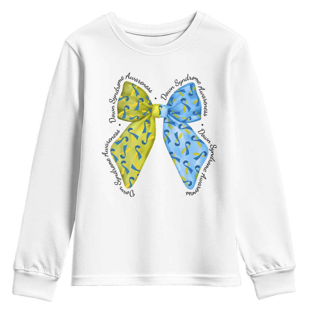 Down Syndrome Support Coquette Bow Ribbon Youth Sweatshirt