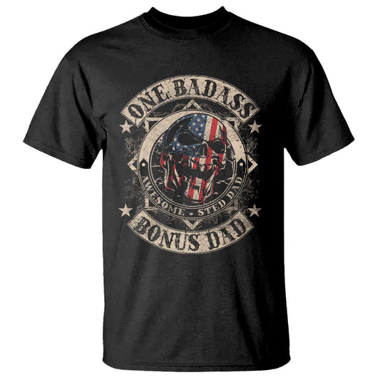funny-one-badass-bonus-dad-t-shirt-awesome-step-dad-fathers-day-american-flag-skull