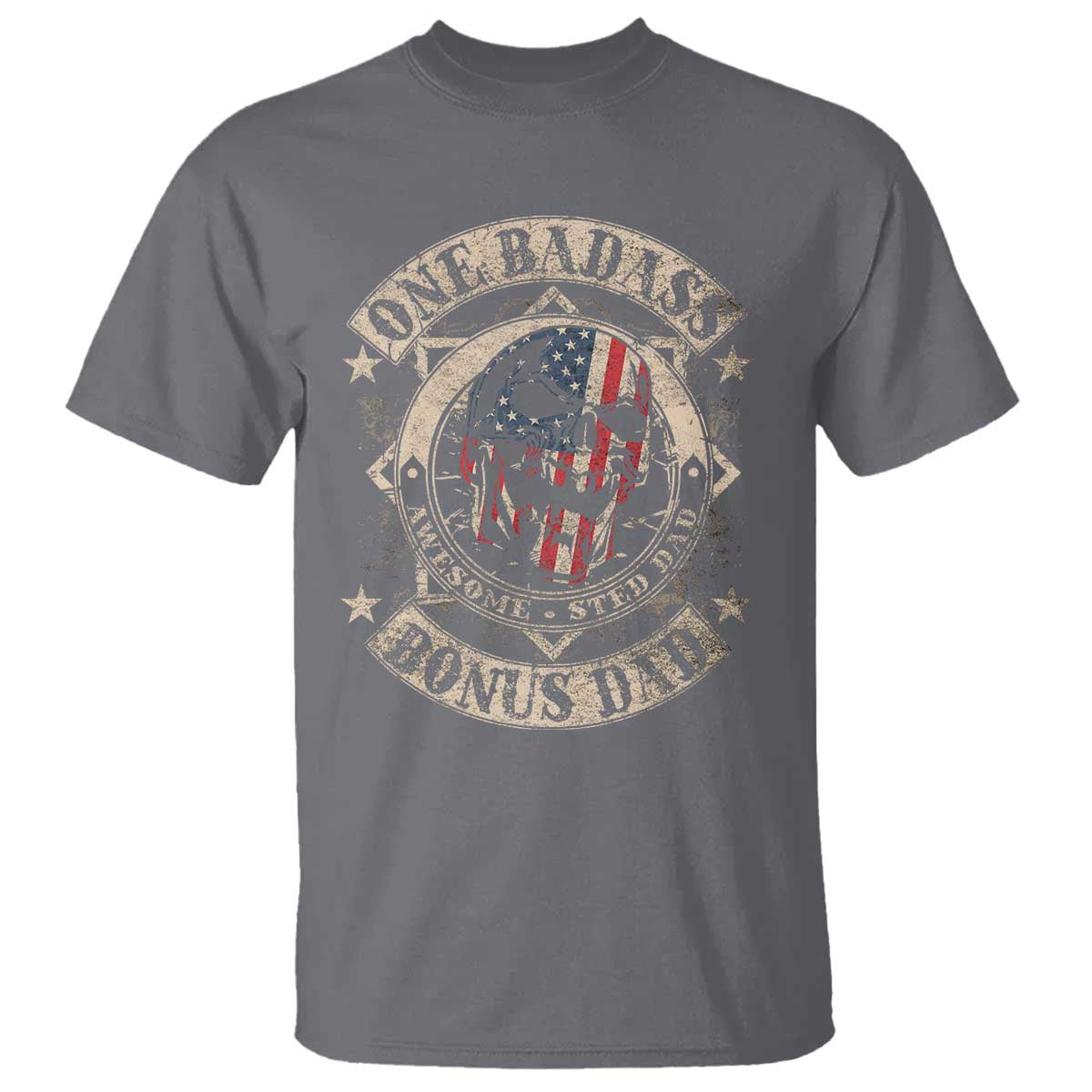funny-one-badass-bonus-dad-t-shirt-awesome-step-dad-fathers-day-american-flag-skull
