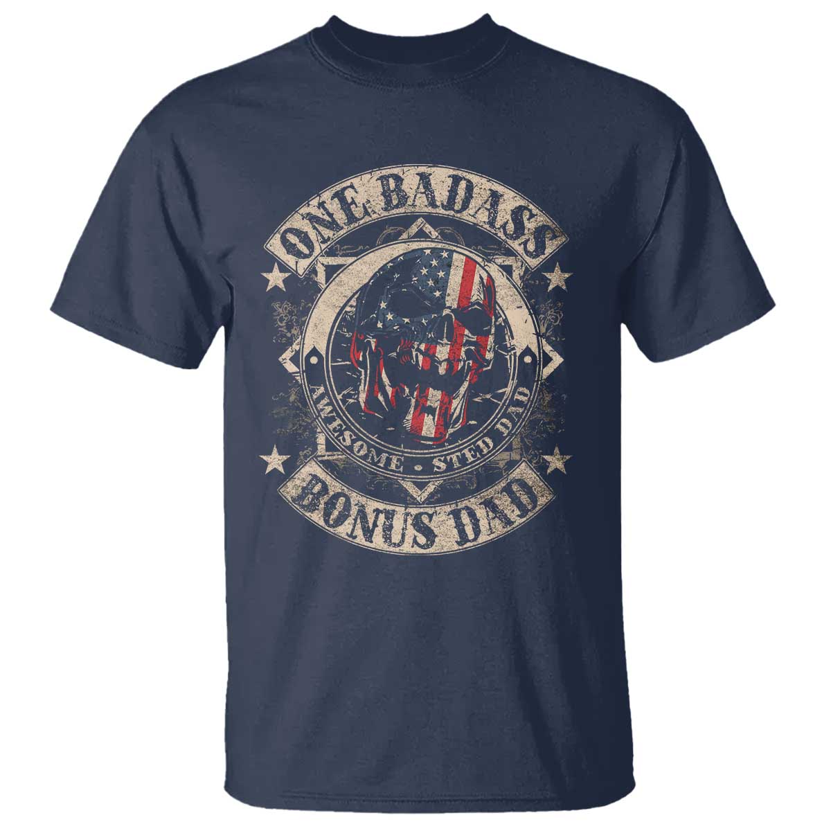 funny-one-badass-bonus-dad-t-shirt-awesome-step-dad-fathers-day-american-flag-skull