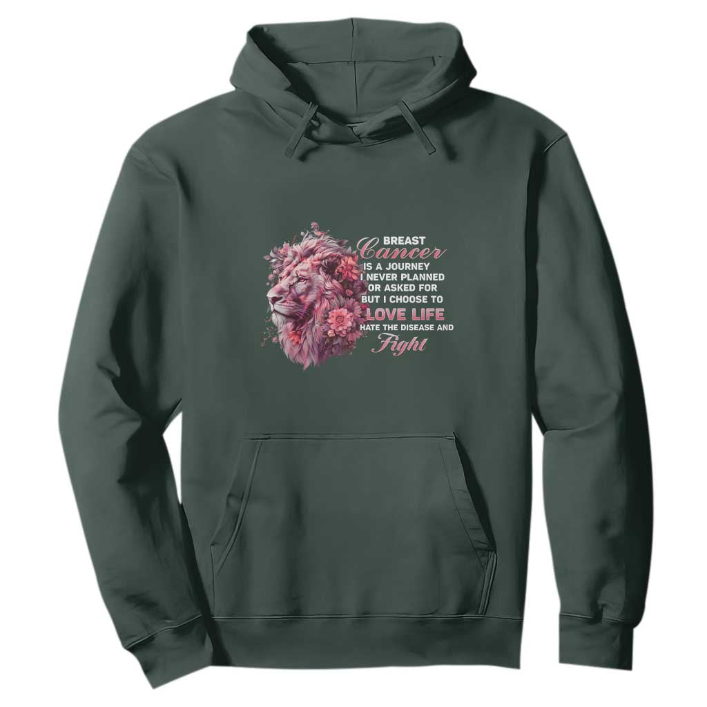 Breast Cancer Support Floral Lion Hoodie Journey I Never Planned But I Choose To Love Life