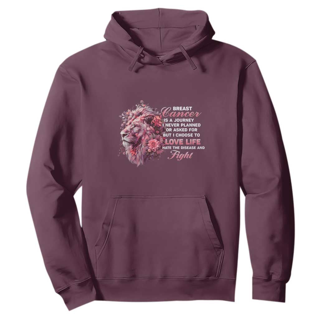 Breast Cancer Support Floral Lion Hoodie Journey I Never Planned But I Choose To Love Life