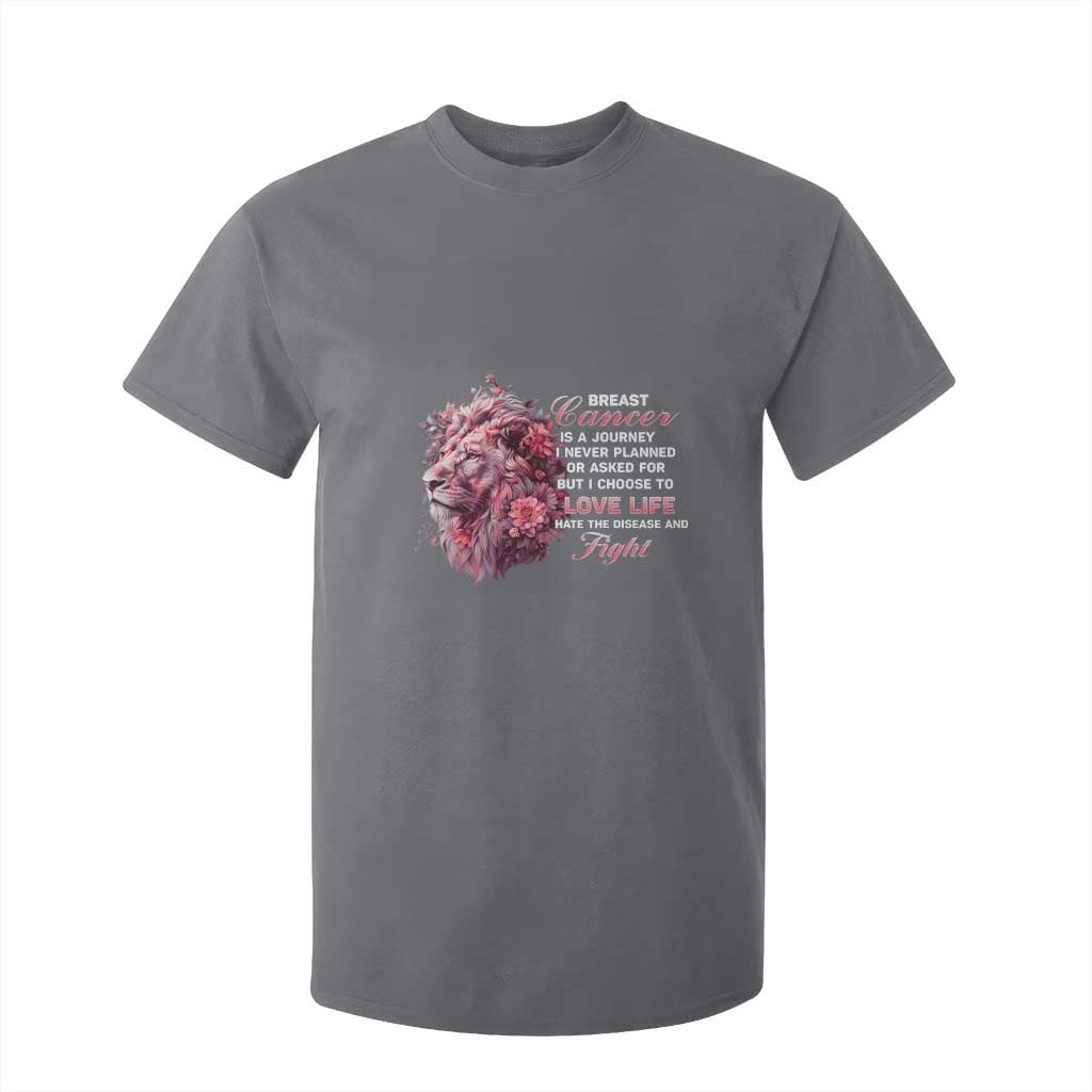 Breast Cancer Support Floral Lion T Shirt For Kid Journey I Never Planned But I Choose To Love Life