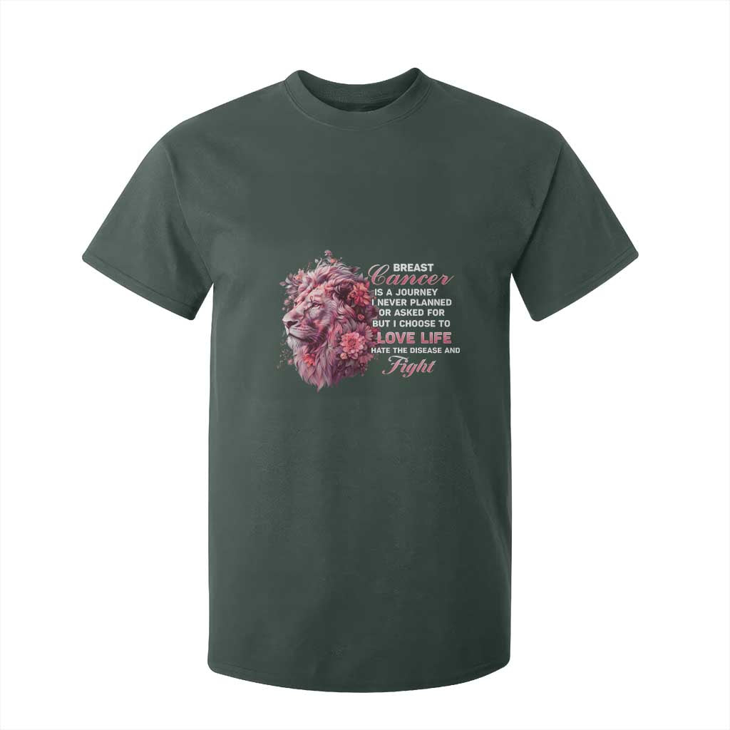 Breast Cancer Support Floral Lion T Shirt For Kid Journey I Never Planned But I Choose To Love Life
