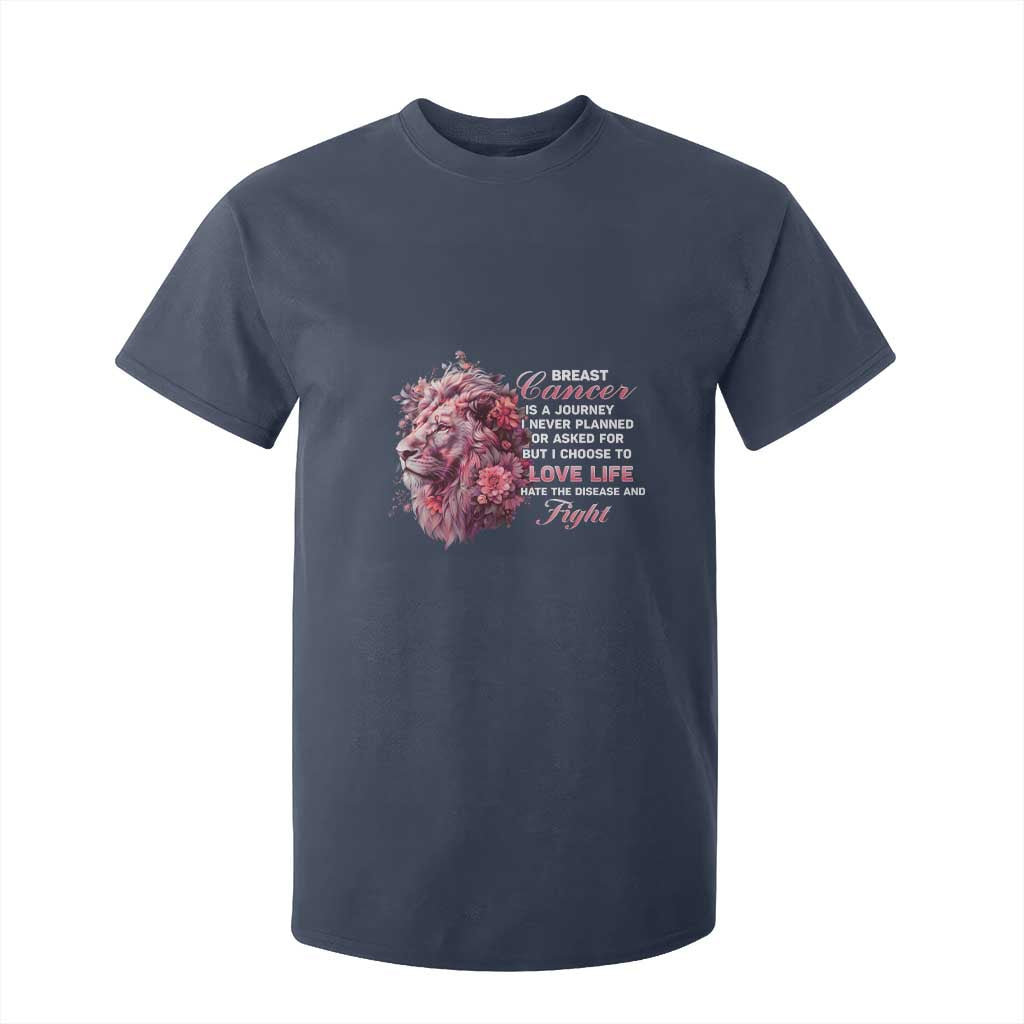 Breast Cancer Support Floral Lion T Shirt For Kid Journey I Never Planned But I Choose To Love Life