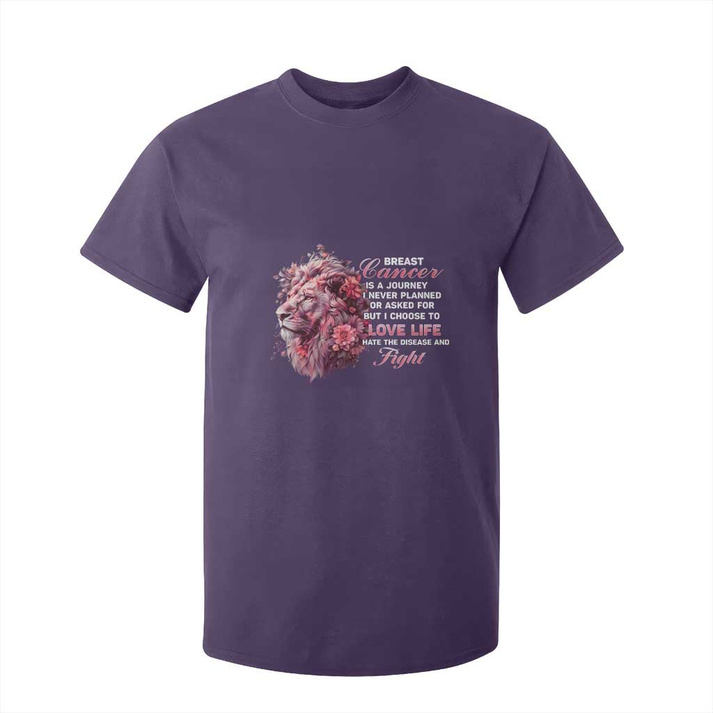 Breast Cancer Support Floral Lion T Shirt For Kid Journey I Never Planned But I Choose To Love Life
