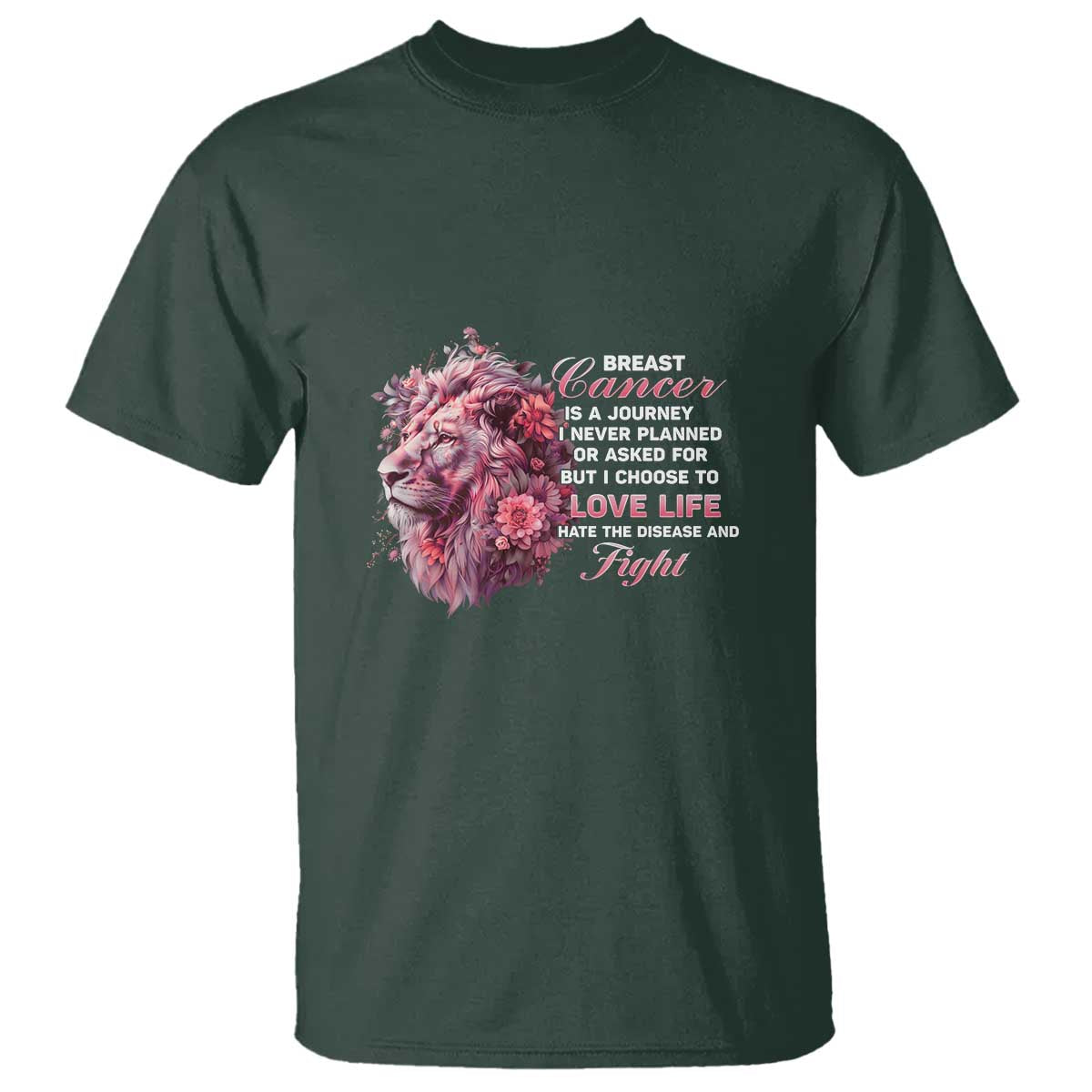 Breast Cancer Support Floral Lion T Shirt Journey I Never Planned But I Choose To Love Life
