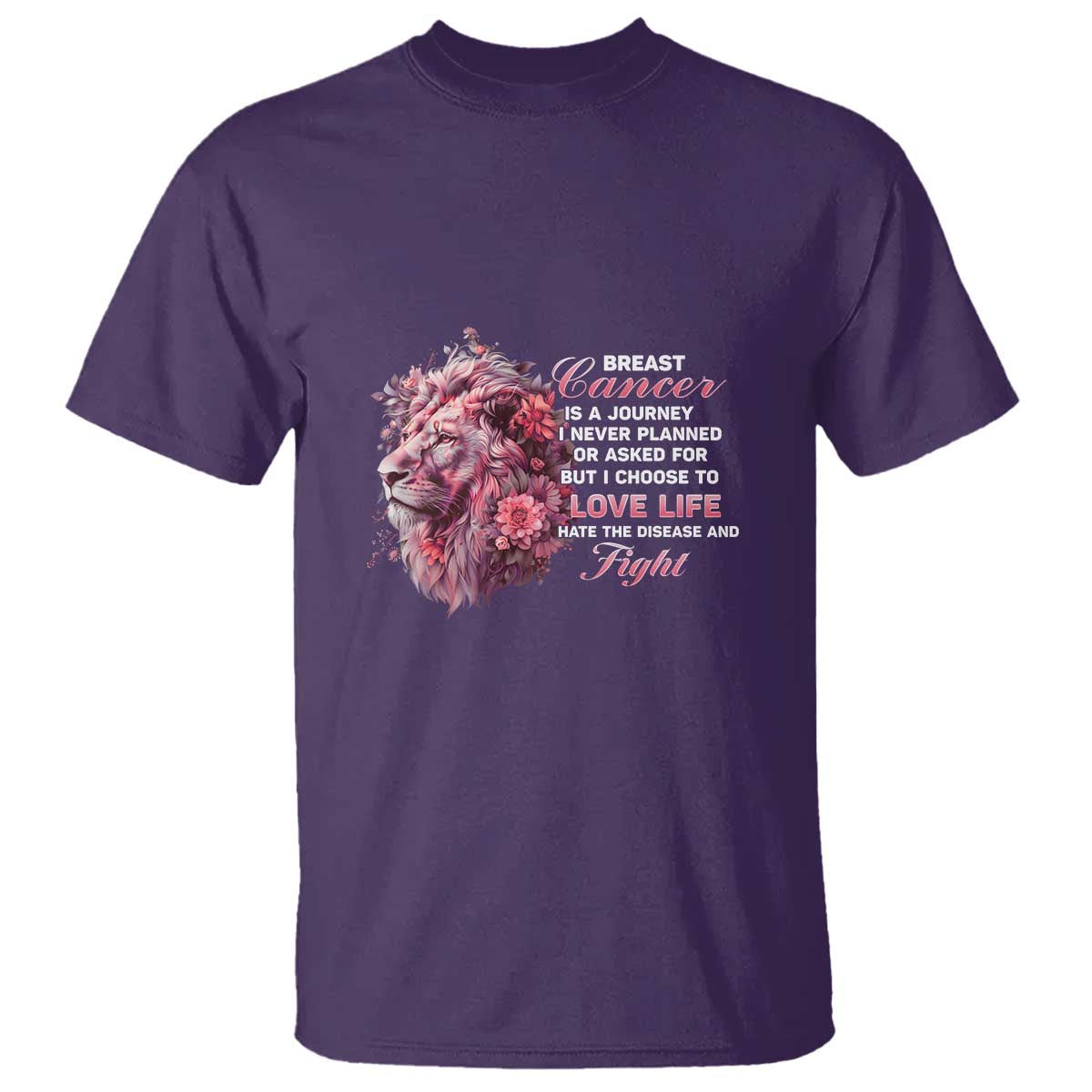 Breast Cancer Support Floral Lion T Shirt Journey I Never Planned But I Choose To Love Life