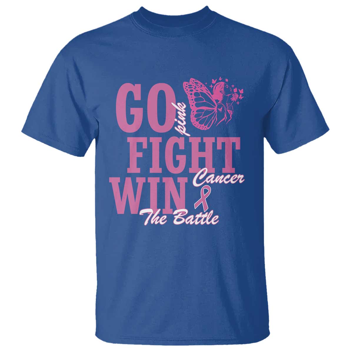 Breast Cancer Support T Shirt Go Pink Fight Cancer Win The Battle Pink Ribbon Butterfly