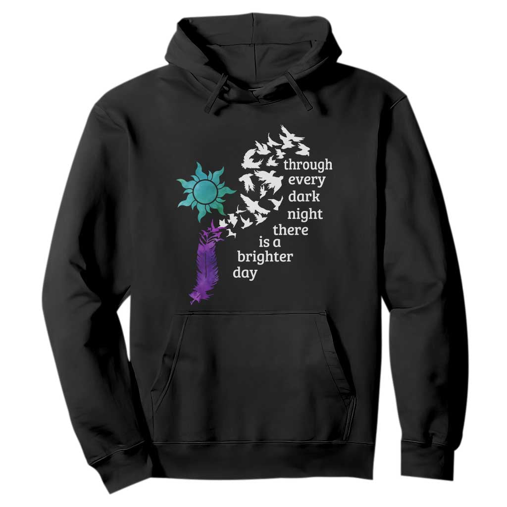 Suicide Prevention Support Hoodie Semicolon Sun Feathers Brighter Day