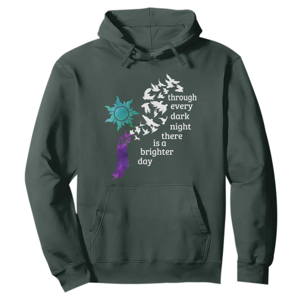 Suicide Prevention Support Hoodie Semicolon Sun Feathers Brighter Day