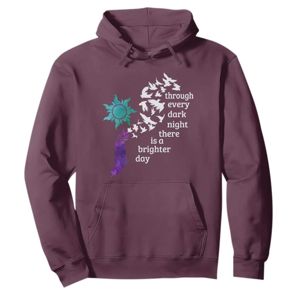 Suicide Prevention Support Hoodie Semicolon Sun Feathers Brighter Day