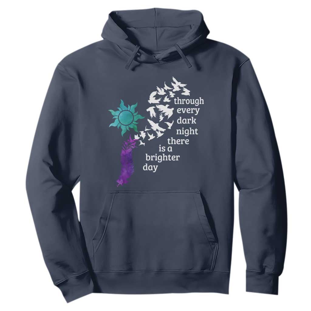 Suicide Prevention Support Hoodie Semicolon Sun Feathers Brighter Day