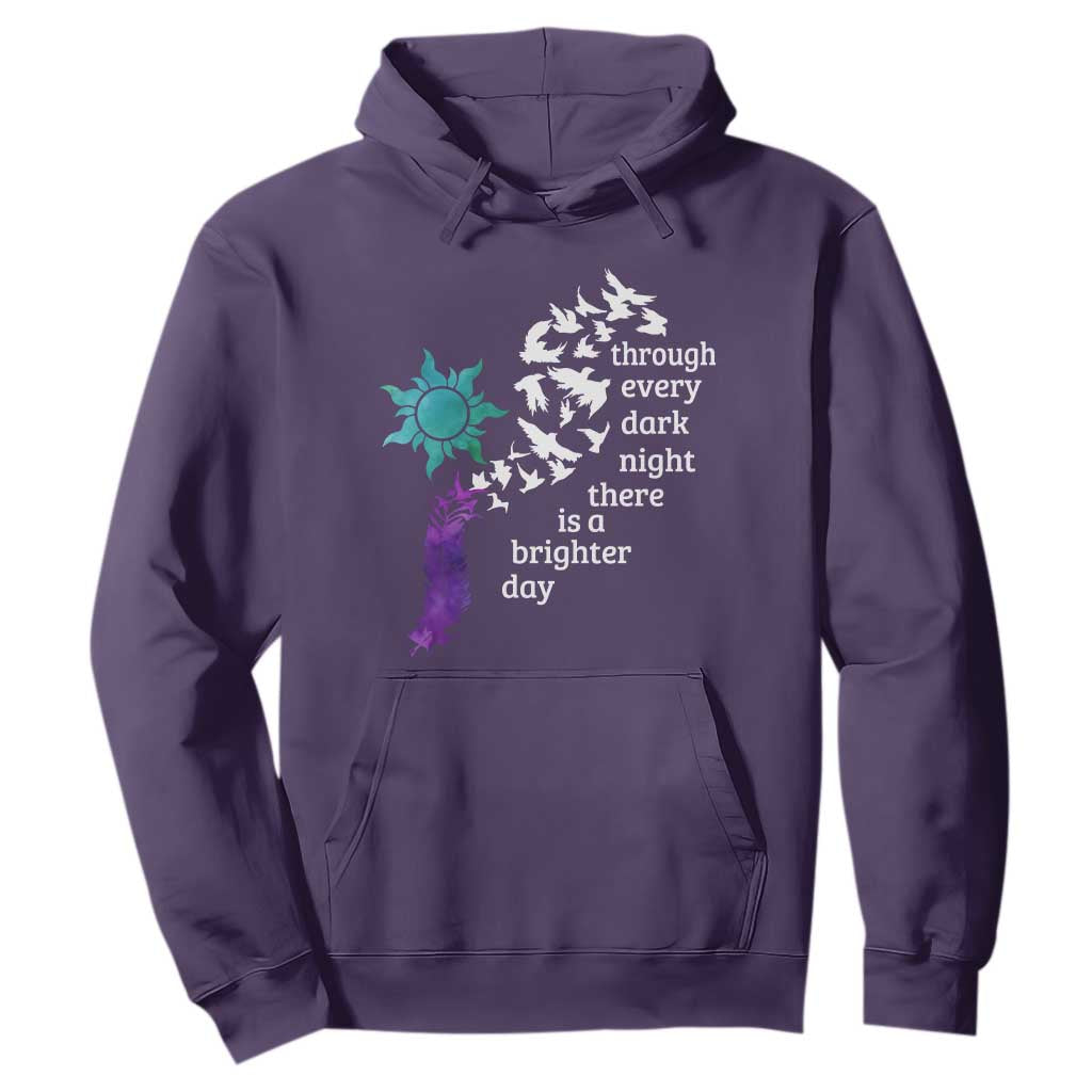 Suicide Prevention Support Hoodie Semicolon Sun Feathers Brighter Day