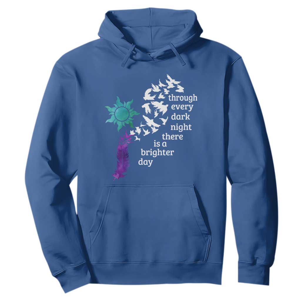 Suicide Prevention Support Hoodie Semicolon Sun Feathers Brighter Day