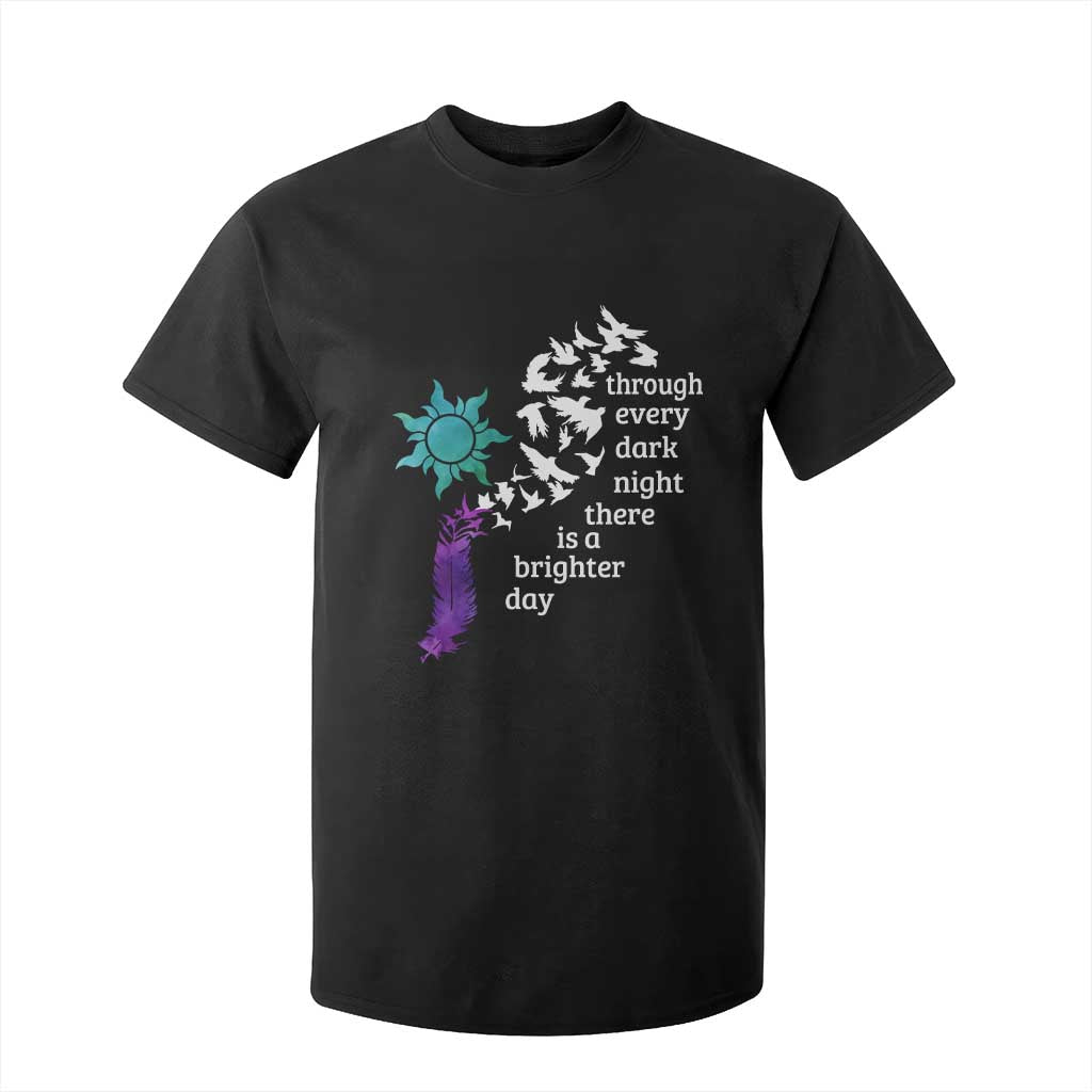 Suicide Prevention Support T Shirt For Kid Semicolon Sun Feathers Brighter Day