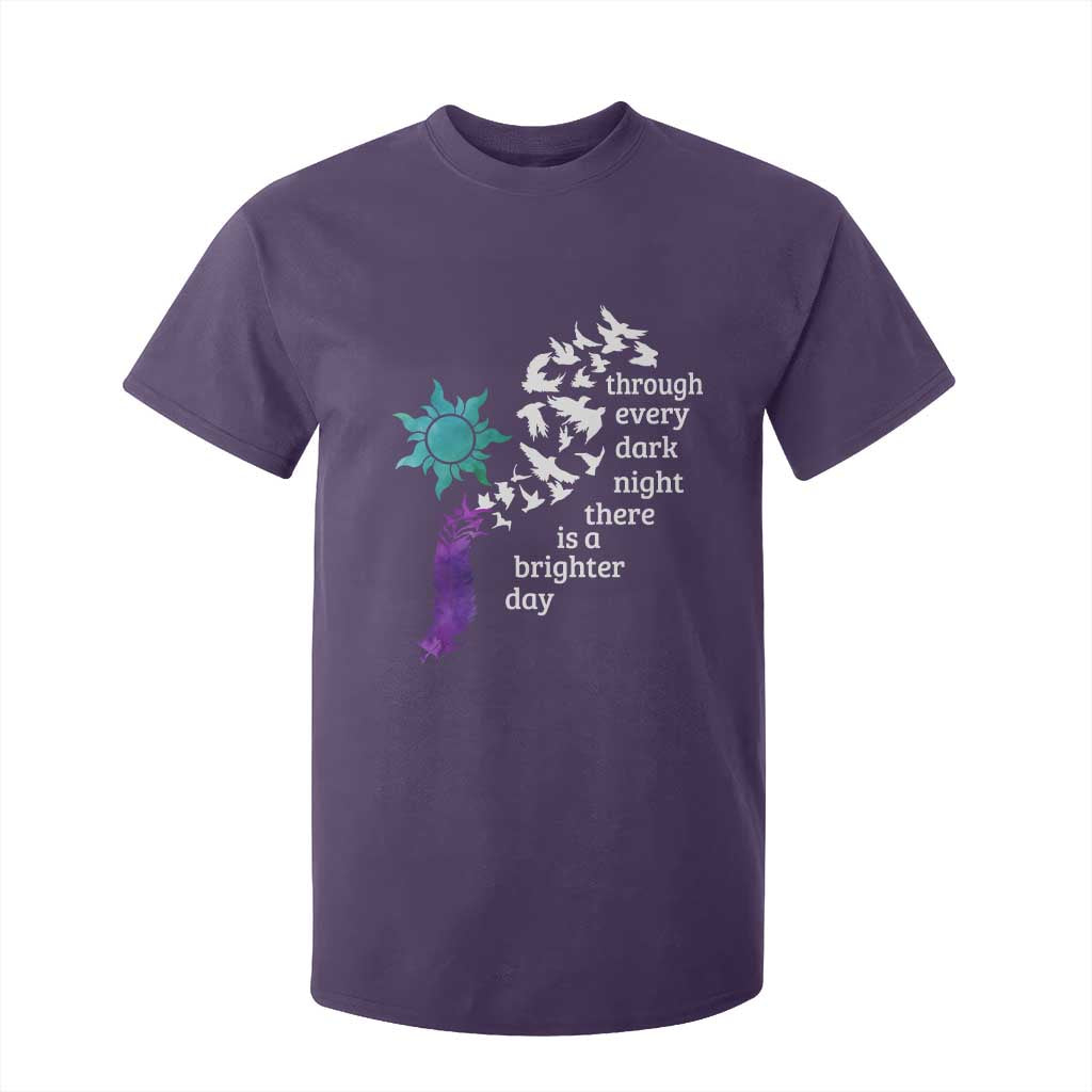 Suicide Prevention Support T Shirt For Kid Semicolon Sun Feathers Brighter Day