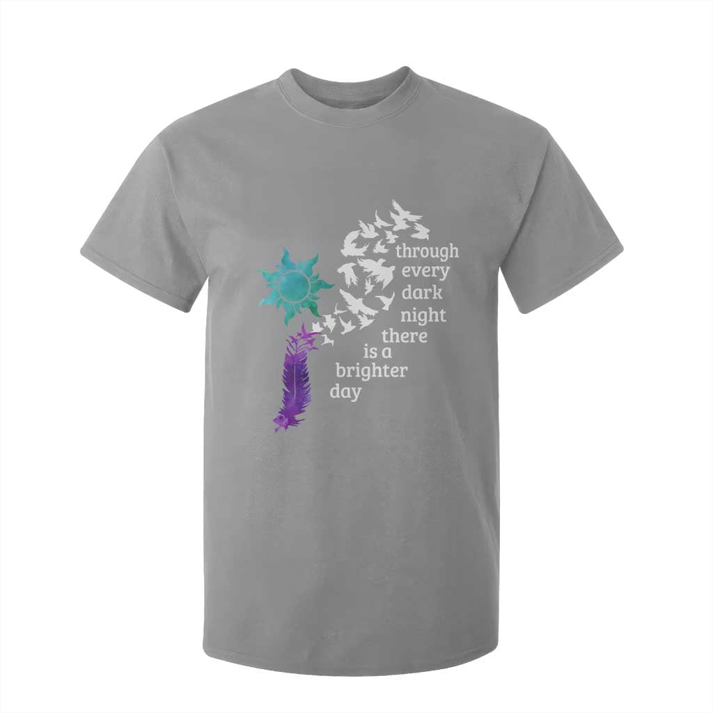 Suicide Prevention Support T Shirt For Kid Semicolon Sun Feathers Brighter Day