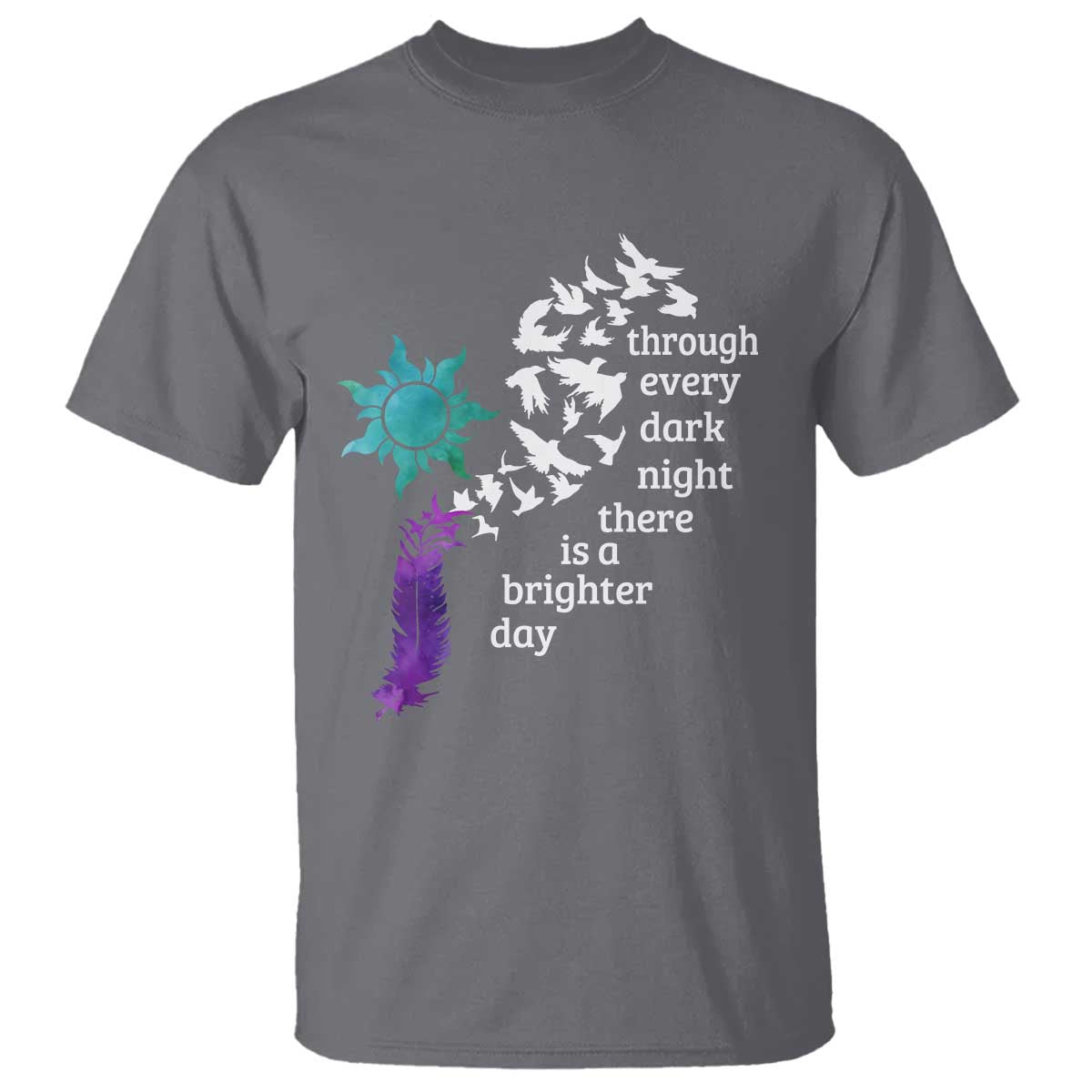 Suicide Prevention Support T Shirt Semicolon Sun Feathers Brighter Day