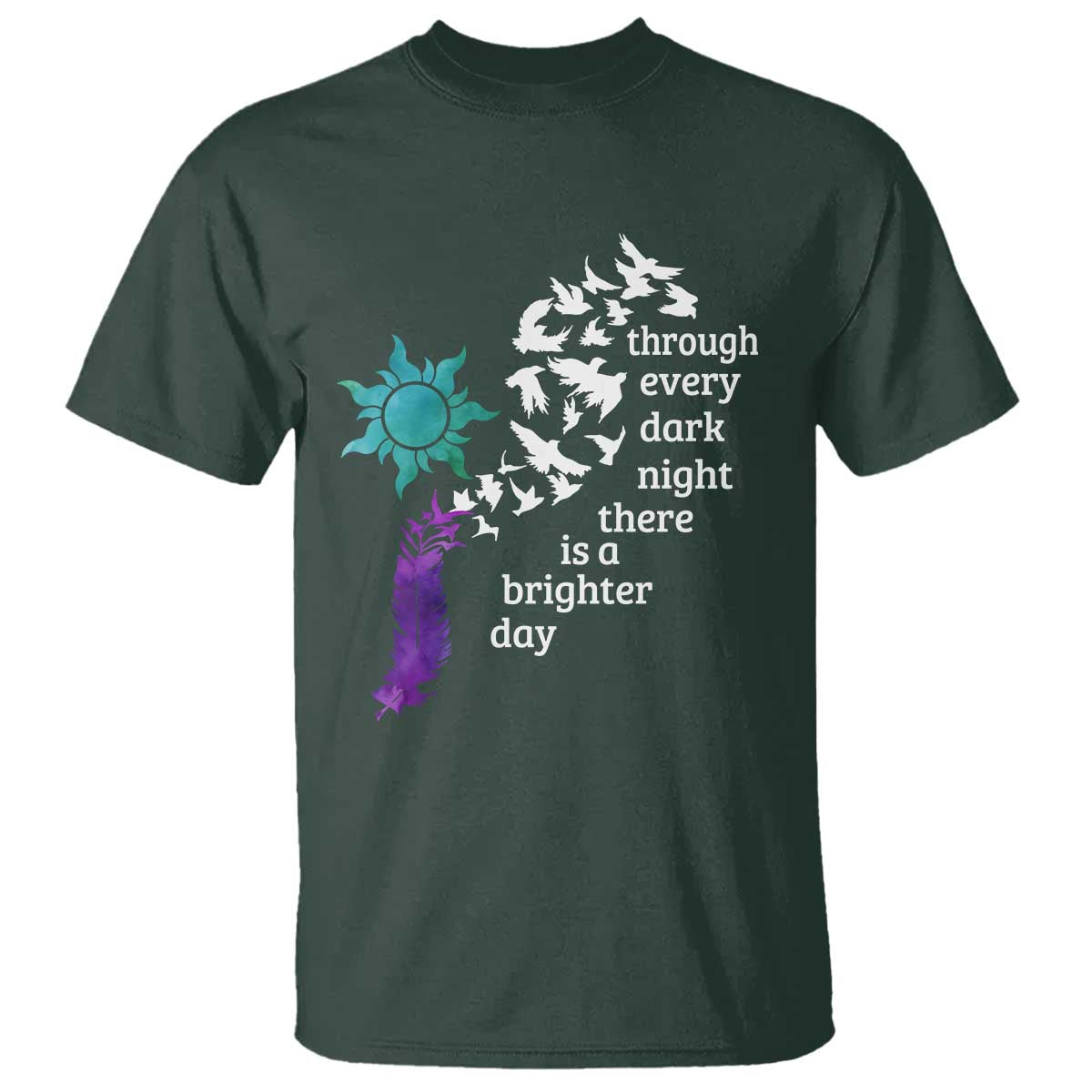 Suicide Prevention Support T Shirt Semicolon Sun Feathers Brighter Day