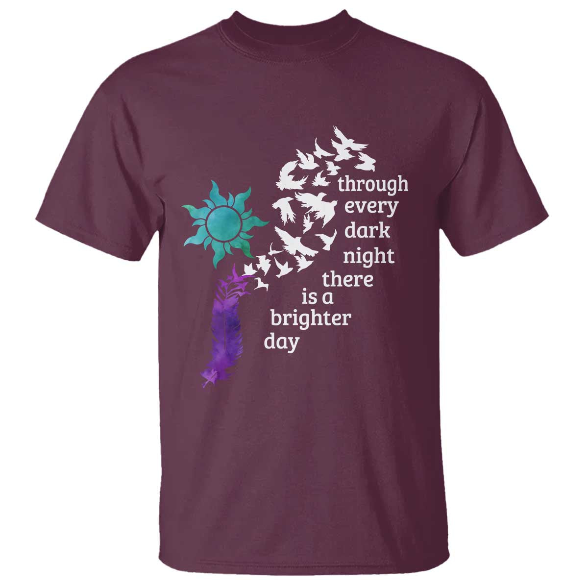 Suicide Prevention Support T Shirt Semicolon Sun Feathers Brighter Day