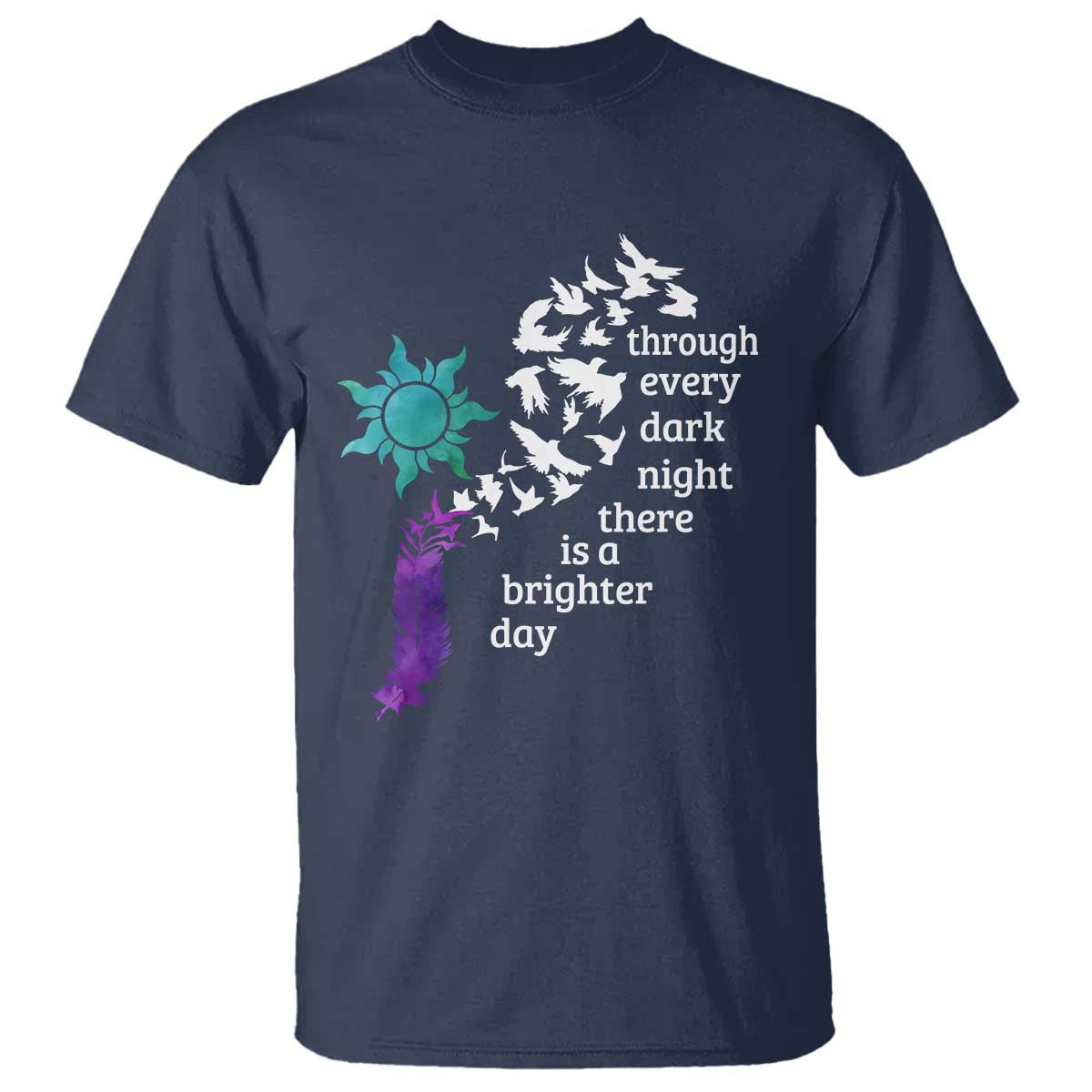 Suicide Prevention Support T Shirt Semicolon Sun Feathers Brighter Day