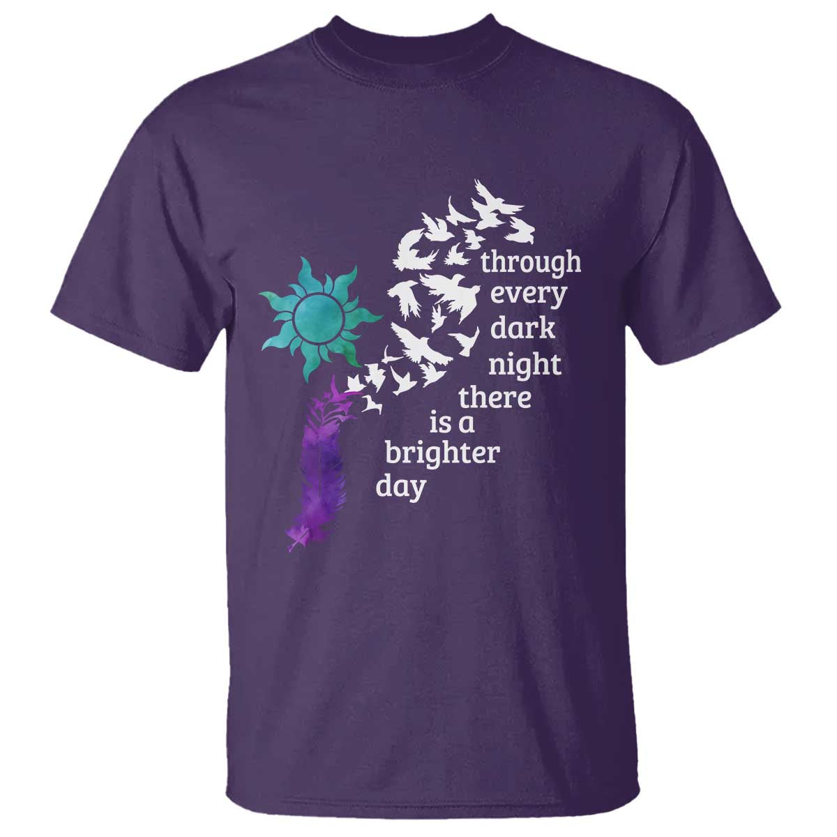 Suicide Prevention Support T Shirt Semicolon Sun Feathers Brighter Day