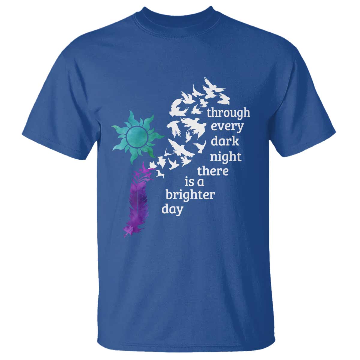 Suicide Prevention Support T Shirt Semicolon Sun Feathers Brighter Day