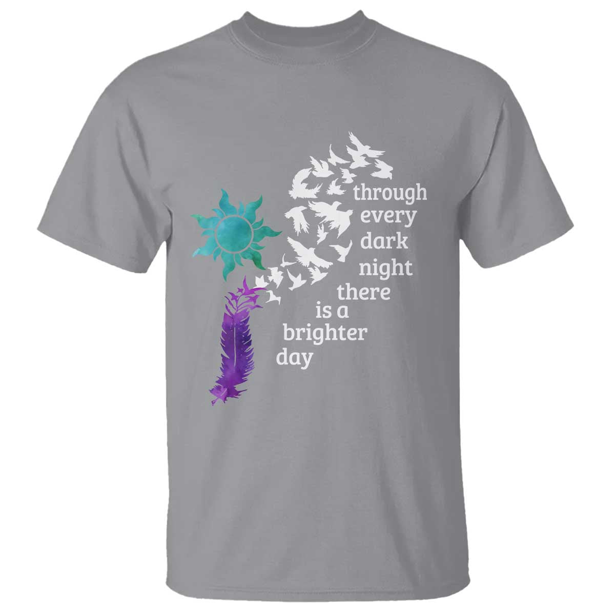 Suicide Prevention Support T Shirt Semicolon Sun Feathers Brighter Day