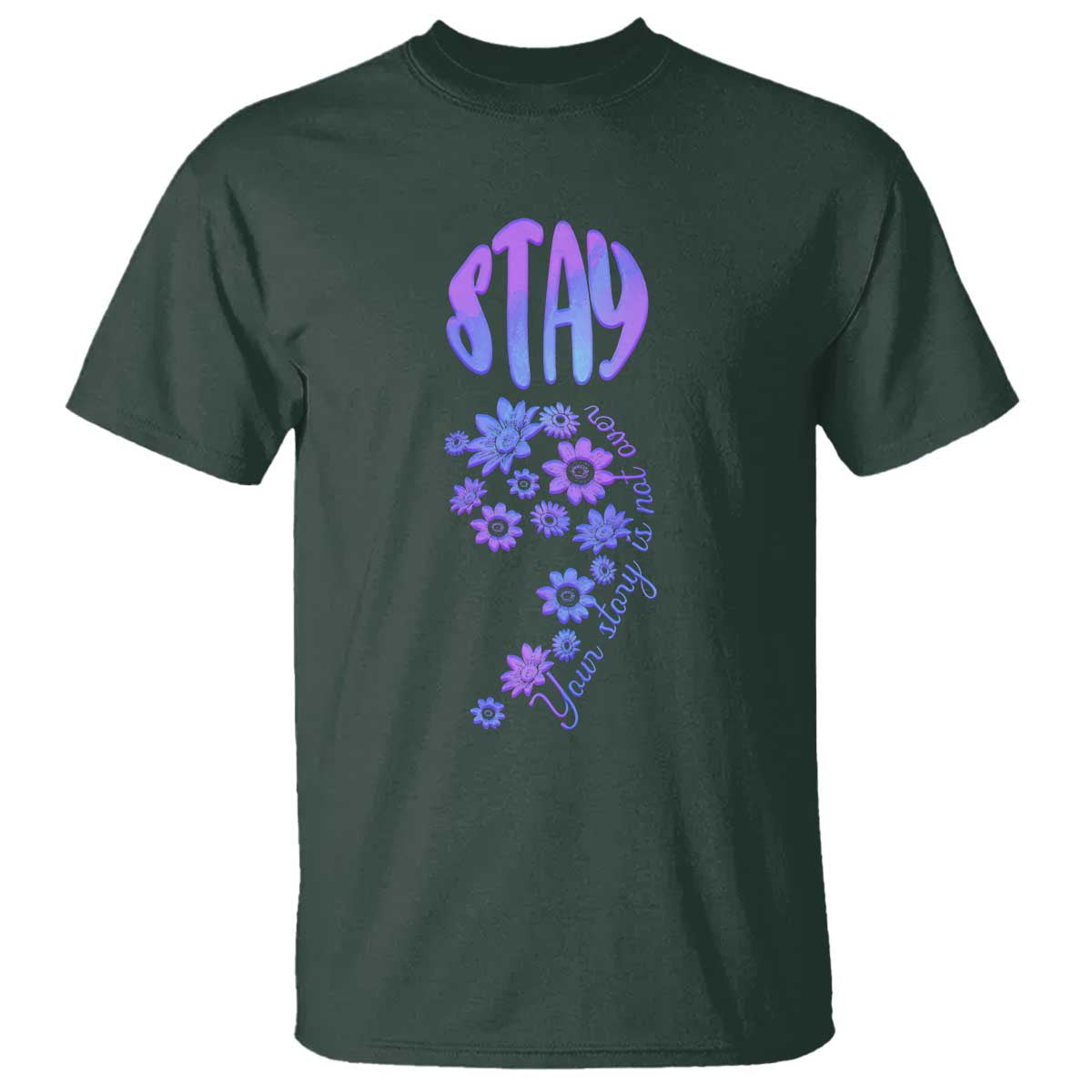 Suicide Prevention Support T Shirt Stay Your Story Is Not Over Semicolon Flower