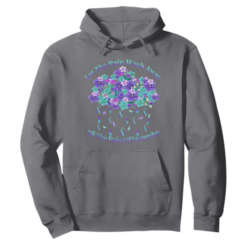 Suicide Prevention Support Hoodie Semicolon Flower Cloud Rain Wash Away Pain