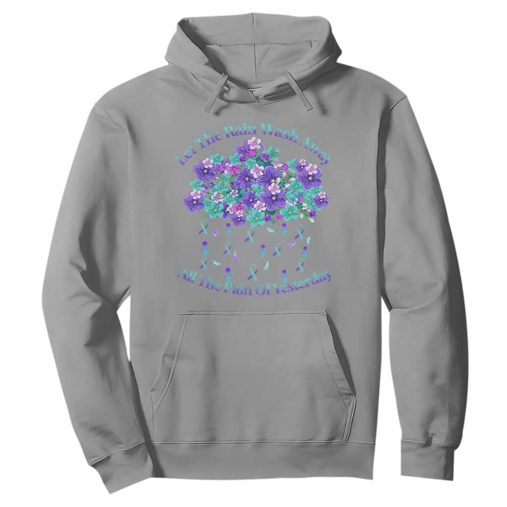 Suicide Prevention Support Hoodie Semicolon Flower Cloud Rain Wash Away Pain