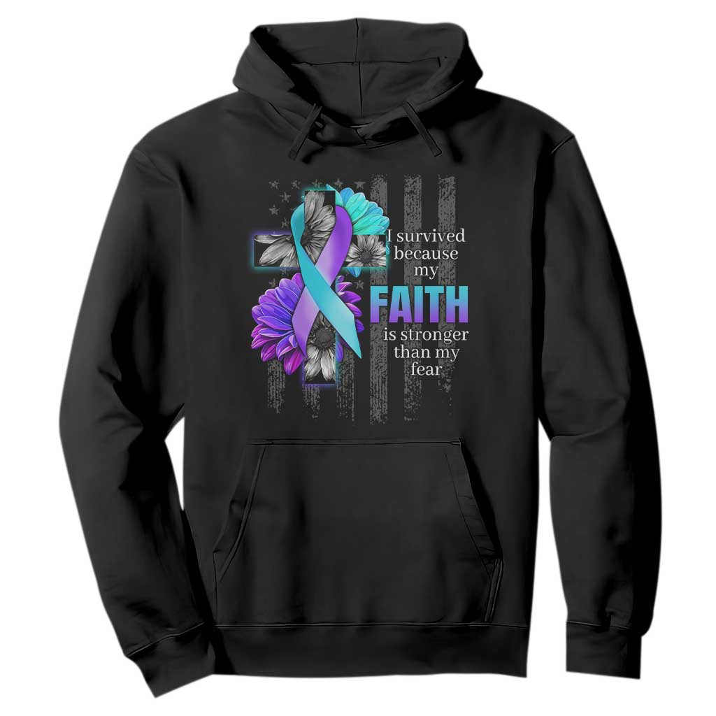 Faith Over Fear Suicide Prevention Hoodie Ribbon Flower USA Flag Inspirational