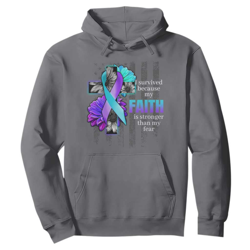 Faith Over Fear Suicide Prevention Hoodie Ribbon Flower USA Flag Inspirational