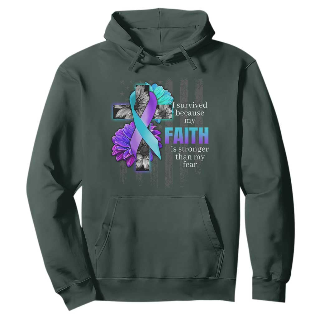 Faith Over Fear Suicide Prevention Hoodie Ribbon Flower USA Flag Inspirational