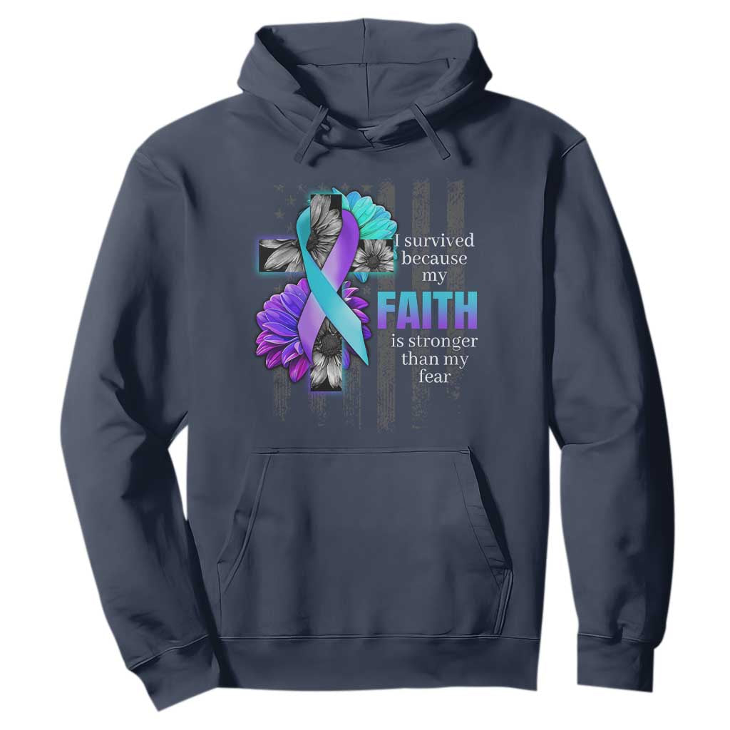 Faith Over Fear Suicide Prevention Hoodie Ribbon Flower USA Flag Inspirational