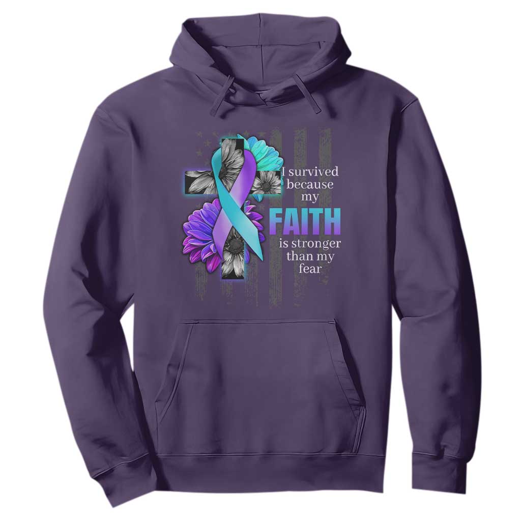 Faith Over Fear Suicide Prevention Hoodie Ribbon Flower USA Flag Inspirational