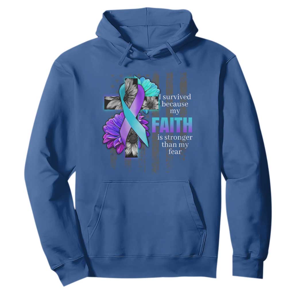 Faith Over Fear Suicide Prevention Hoodie Ribbon Flower USA Flag Inspirational
