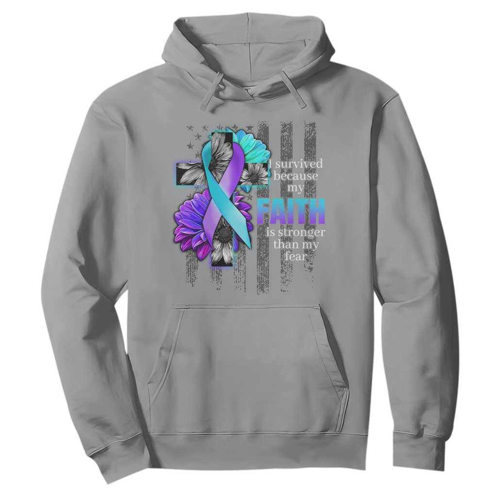 Faith Over Fear Suicide Prevention Hoodie Ribbon Flower USA Flag Inspirational