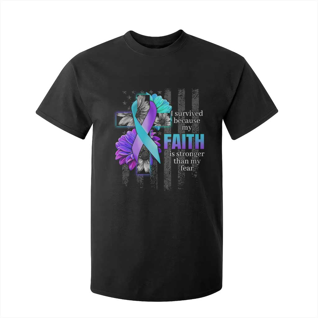 Faith Over Fear Suicide Prevention T Shirt For Kid Ribbon Flower USA Flag Inspirational