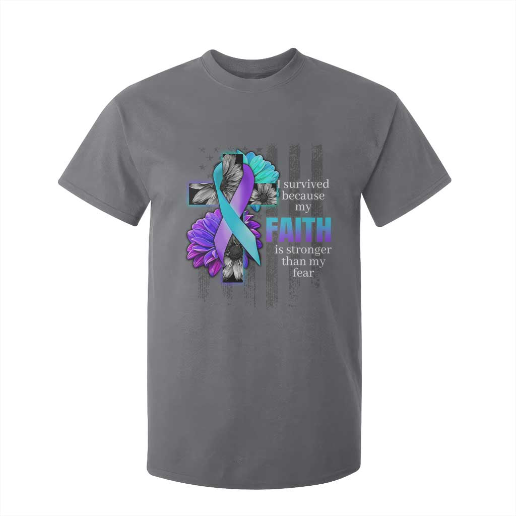 Faith Over Fear Suicide Prevention T Shirt For Kid Ribbon Flower USA Flag Inspirational
