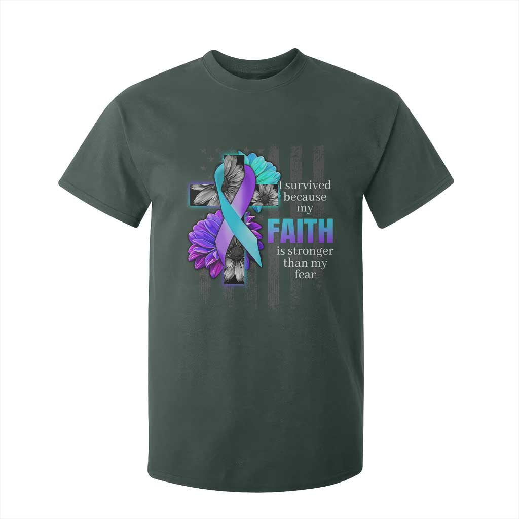 Faith Over Fear Suicide Prevention T Shirt For Kid Ribbon Flower USA Flag Inspirational